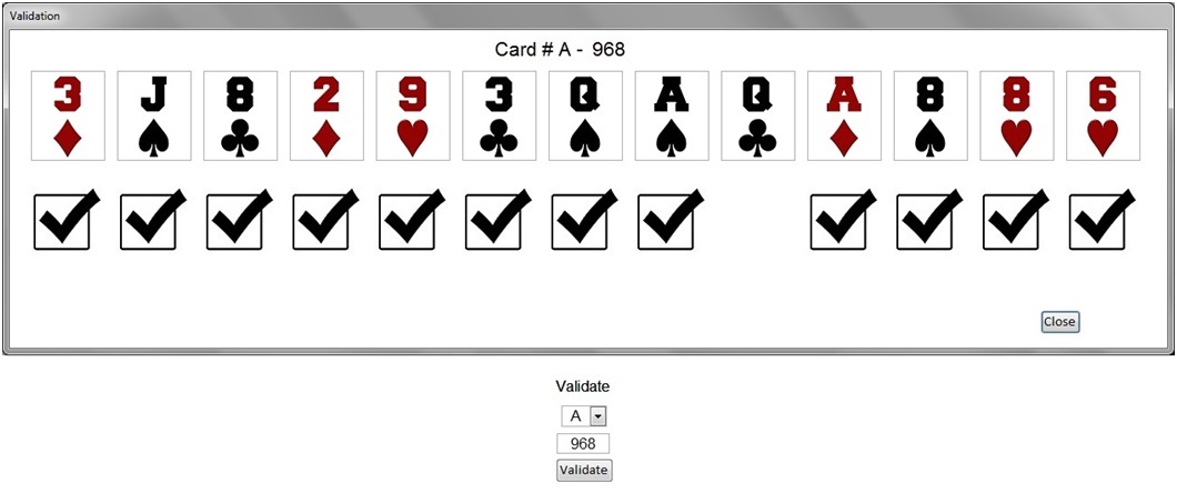 Playing Card Bingo card validation